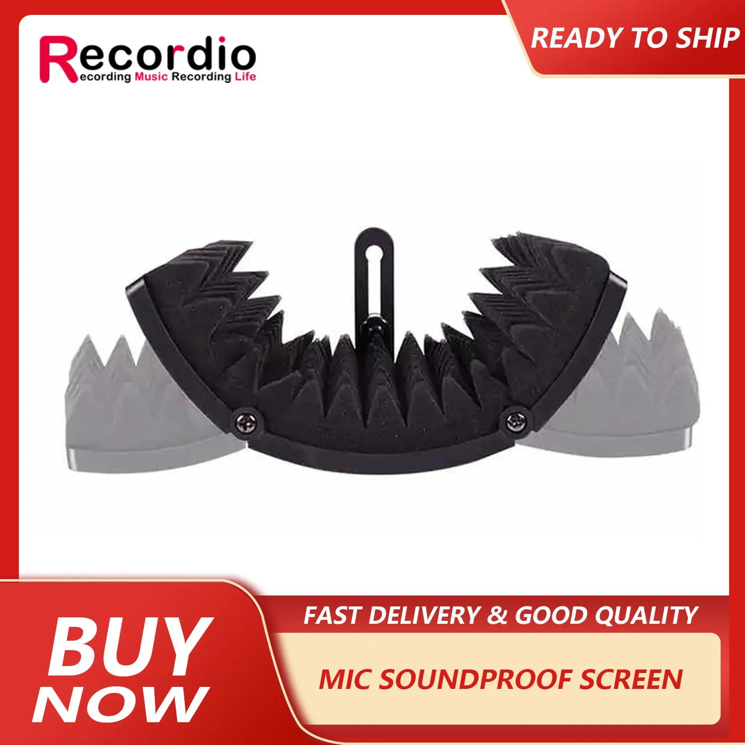 GAZ-300P درع عزل قابل للطي ومرشح انعكاس درع الميكروفون مع حامل ميكروفون ملولب 3/8 بوصة و5/8 بوصة لاستوديو التسجيل