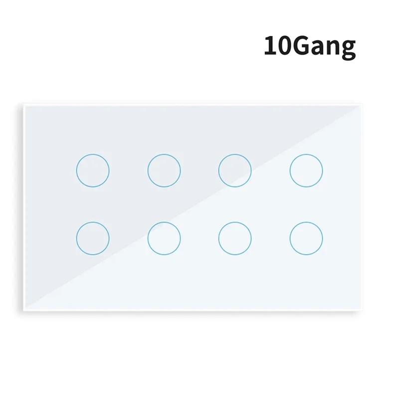 WIFI Smart Touch Light Настенный выключатель прерывателя Стеклянная панель 10-бандовый Tuya Smart Life для Alexa Google Home Легкая установка Белый