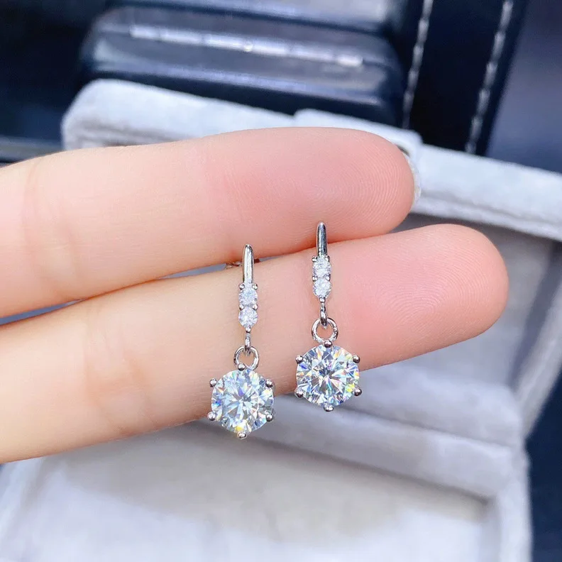 PT950 Eight Hearts and Eight Arrows Imported Moissanite Earrings for Women,  Best-Seller New Ear Pendant Jewelry