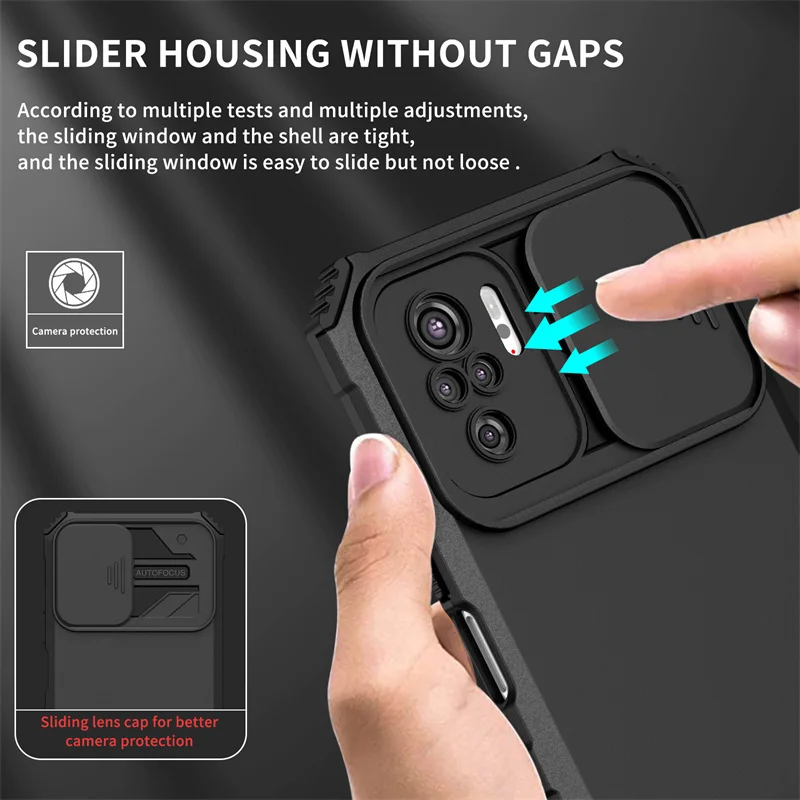 For Xiaomi Poco M5S Case Shockproof Armor Slide Lens Protect Coque For Poko Little M5S M 5S M5 S Pocom5s 4G Kickstand Back Cover