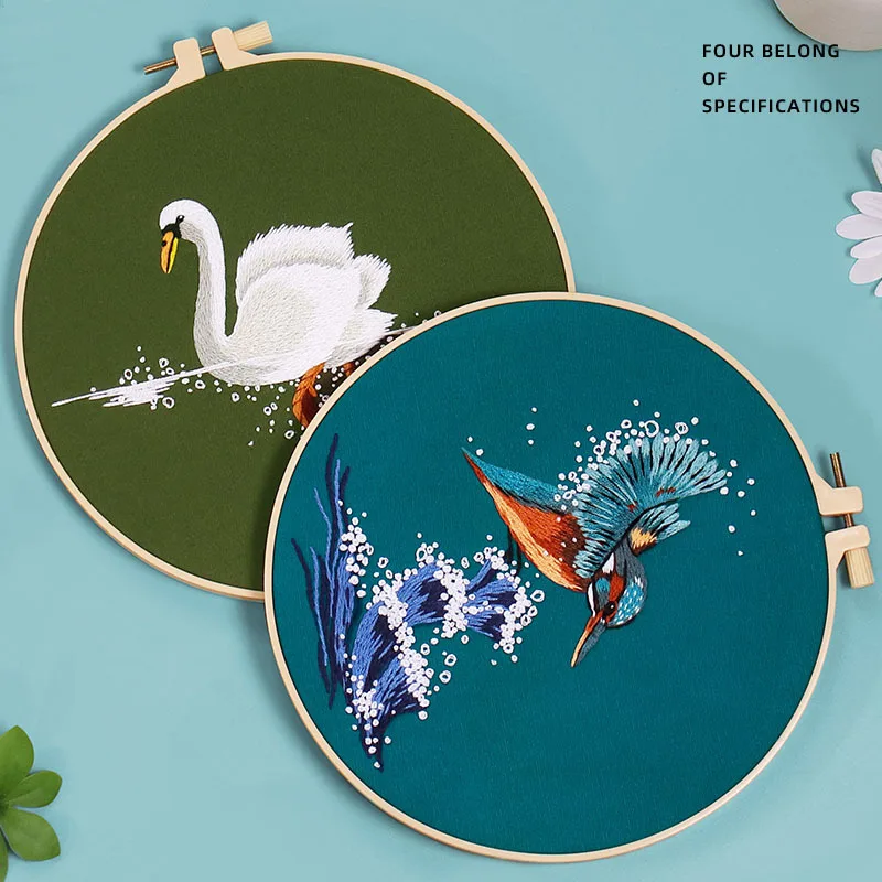 Embroidery Starter Kits with Coastal Pattern Animal Tortoise Seabird for Adults Beginners Beach Stamped Cross Stitch Needlepoint