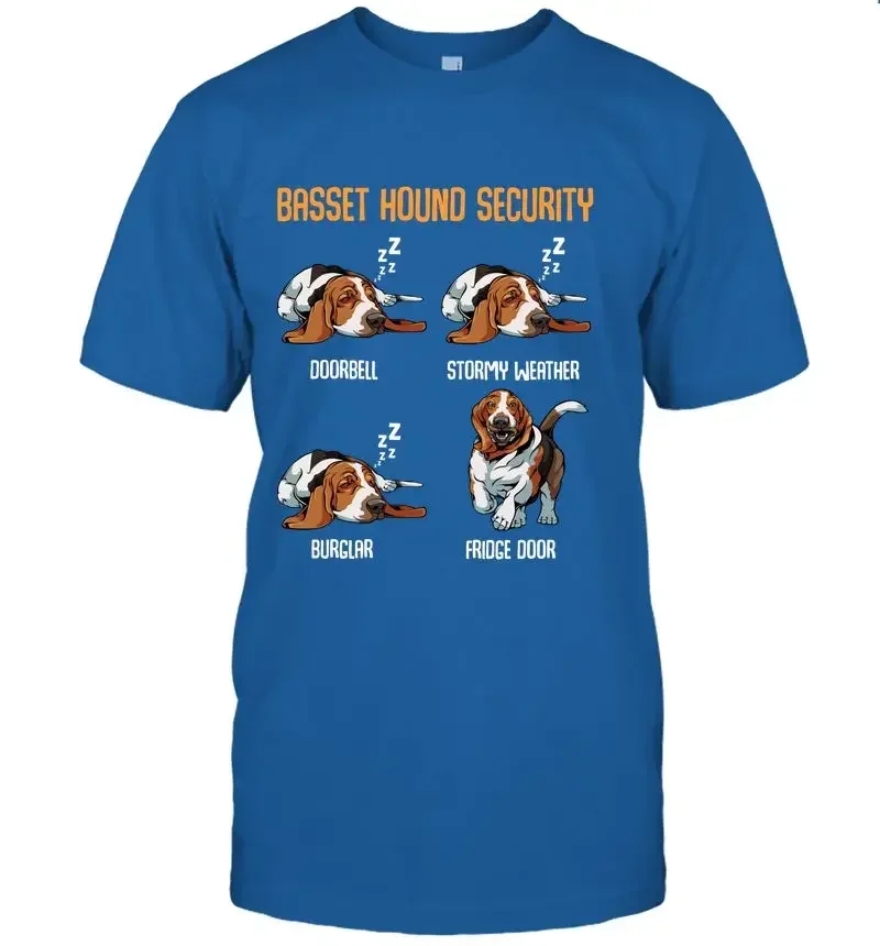 Short Sleeve Casual Mens T-shirt Size S-5XL Funny Basset Hound Security Cute Pet Puppy Dog Owner Gift T-Shirt 100% Cotton O-Neck