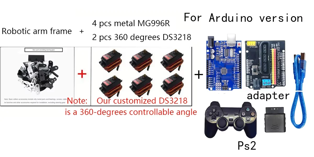 6-teiliges Robotik-Set, pädagogischer Roboter-Manipulator, Metalllegierung, Arduino-Arm-Servo MG996 für Arduino-Roboter, DIY-Kit, programmierbares Kit – Detail 15