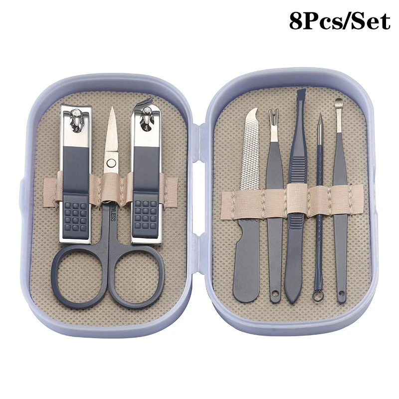 Juego de cortaúñas de acero inoxidable con caja, kit de cortador de manicura, tijeras, herramienta de belleza y maquillaje, 1 Set
