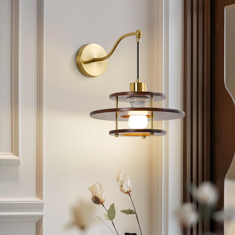 Stained Window Background Wall Lamp Walnut Simple LED Hardwares Living Room Luminous Indoor Lighting Simple Bedroom Stair Light