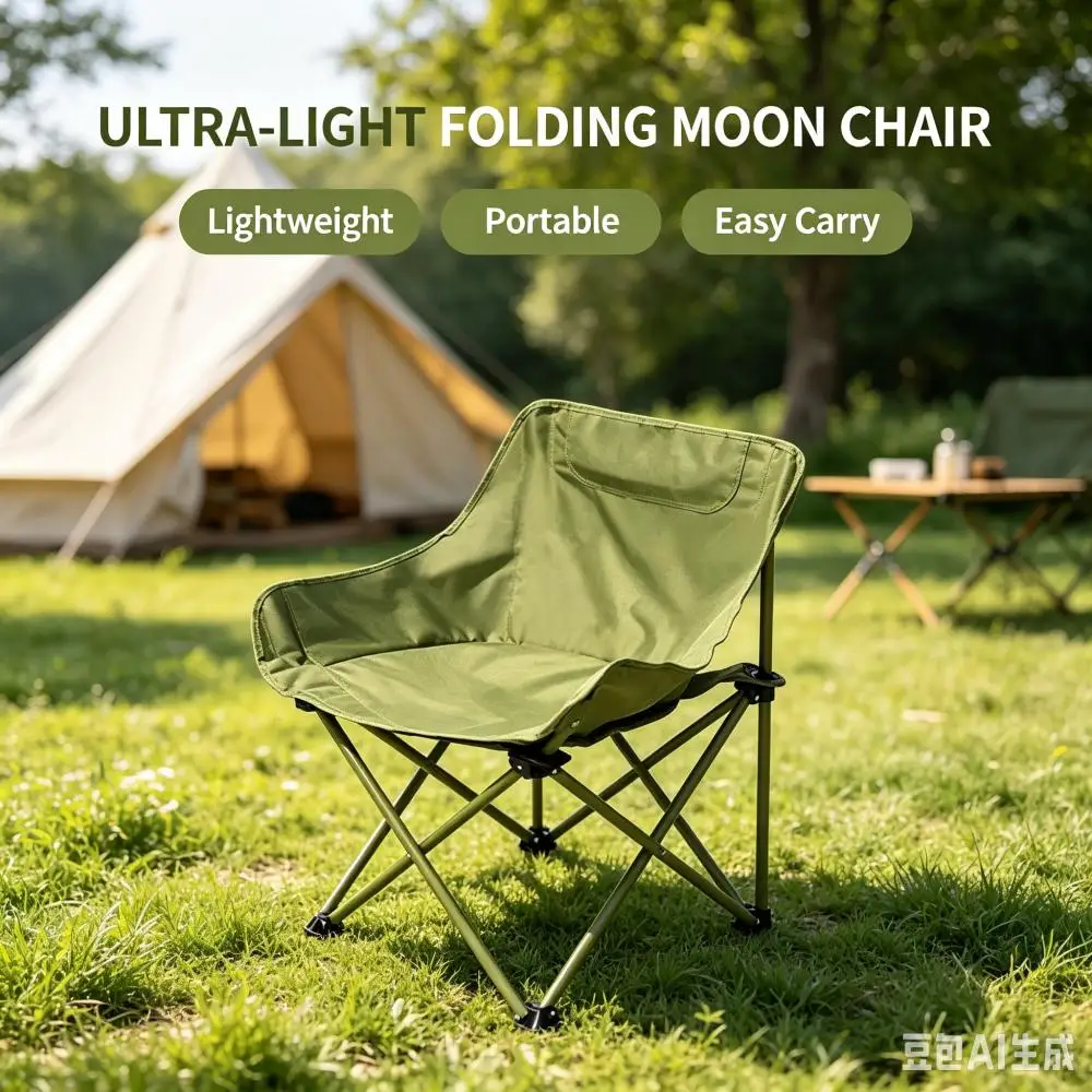 Outdoor Camping Folding Moon Chair with Backrest Children's Chair Portable Travel Picnic Fishing Chair Lightweight Foldable
