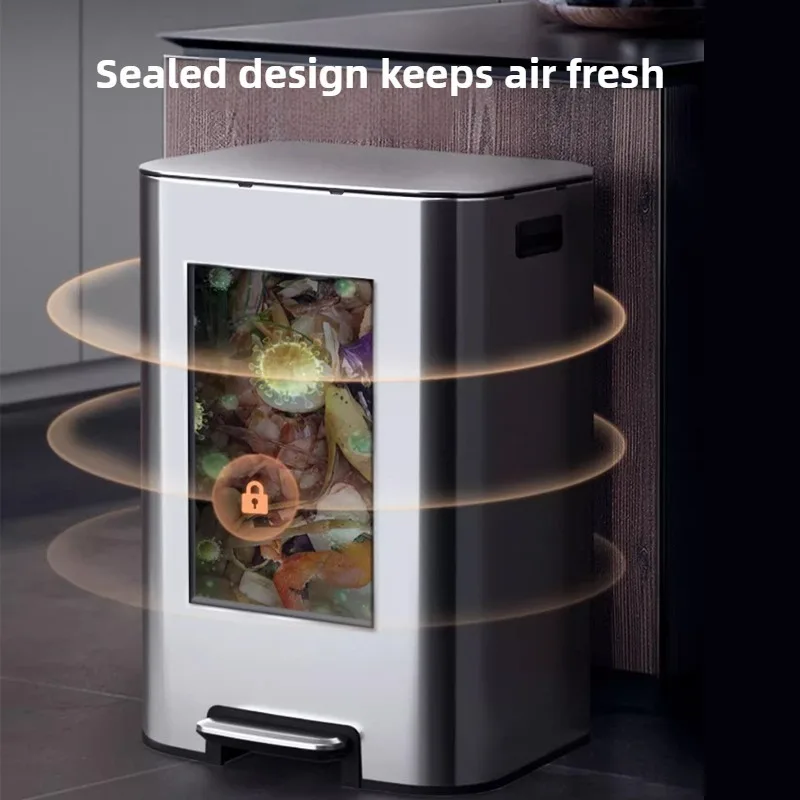 Stainless Steel Trash Can Silent Sealed Odor Proof Trash Can Waterproof Office Large Capacity 60L Modern Household Merchandises