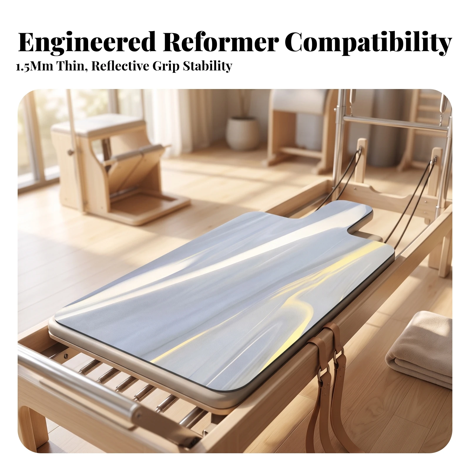 Pilates Reformer Mat Ultra-Thin Pilates Mat Soft-Touch Supportive for Yogis, Studio Workouts, Home Gym