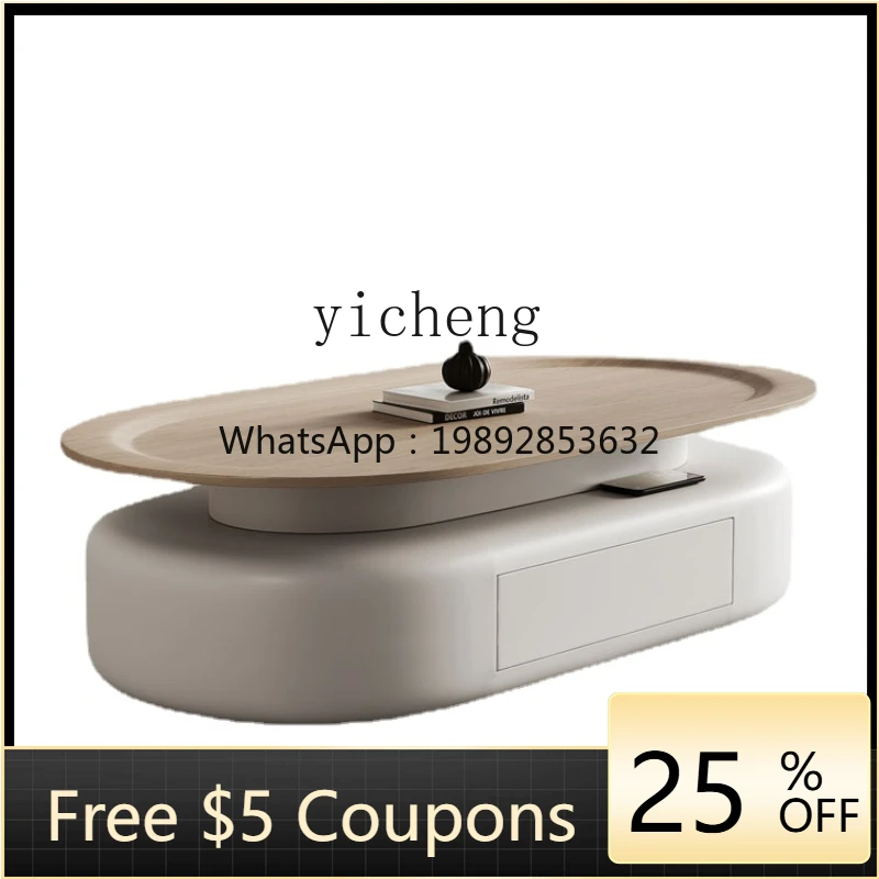 

ZZWood Color Oval Coffee Table Living Room Home Creative Small Apartment Simple Internet Celebrit