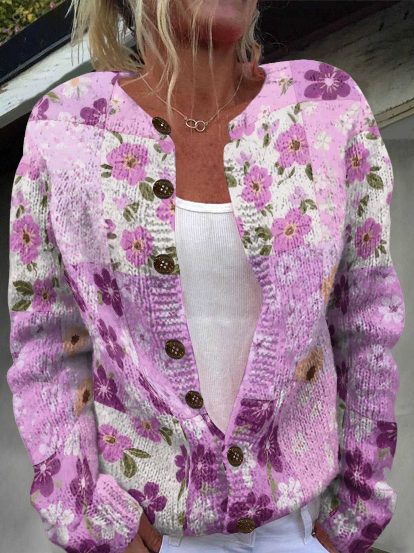 

Осень-зима вязаный клетчатый кардиган с цветочным принтом, повседневный свитер, уличная одежда, женские свитера, вязаный топ, крутые джемперы, модные