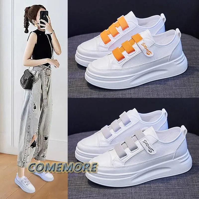 White Shoes Platform Sneakers Fashion Classics Spring Autumn Women\'s Height Increasing Chunky Sports Shoes Breathable Leisure PU