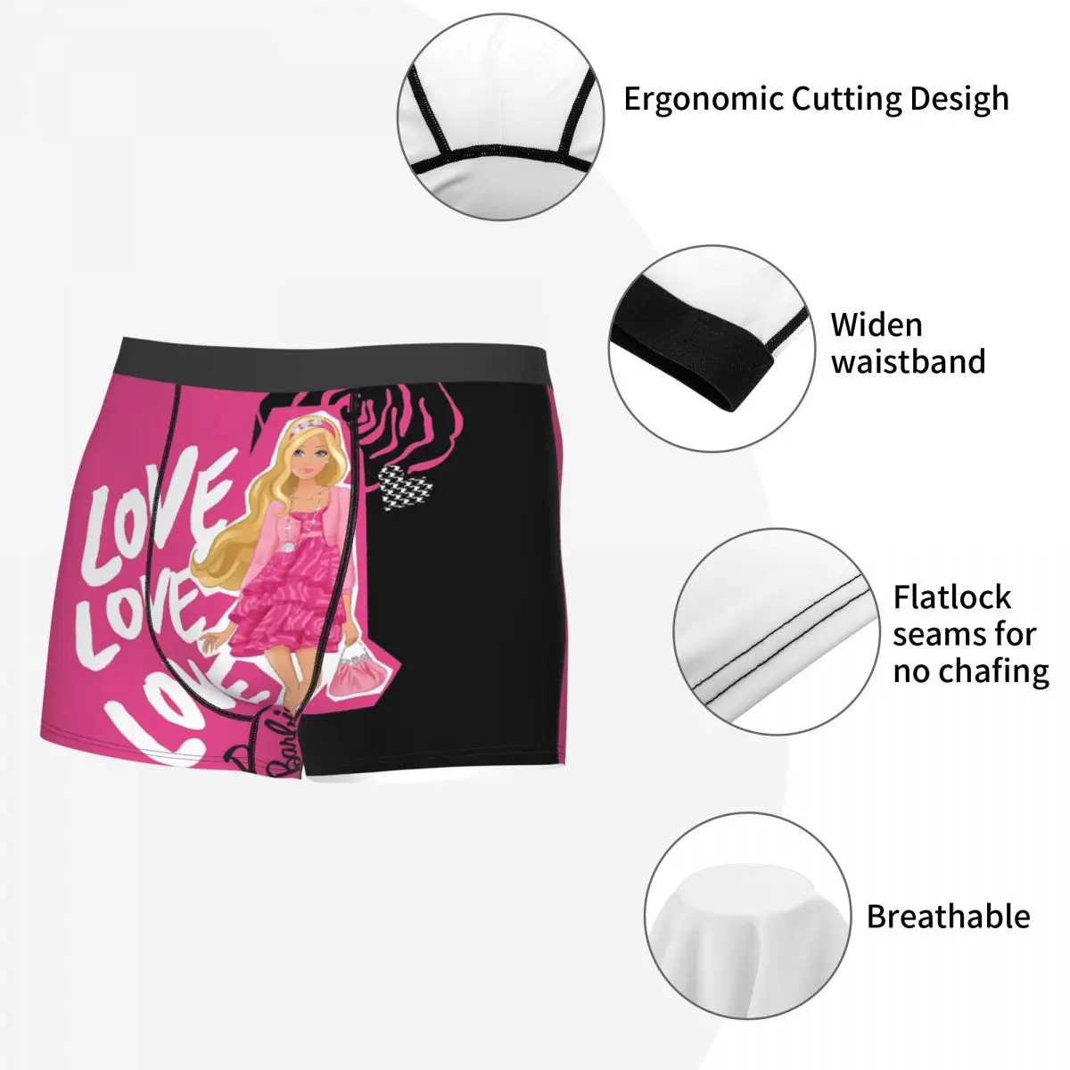 Custom Pink Girl Barbie Boxers Shorts Men\'s Briefs Underwear Cool Underpants