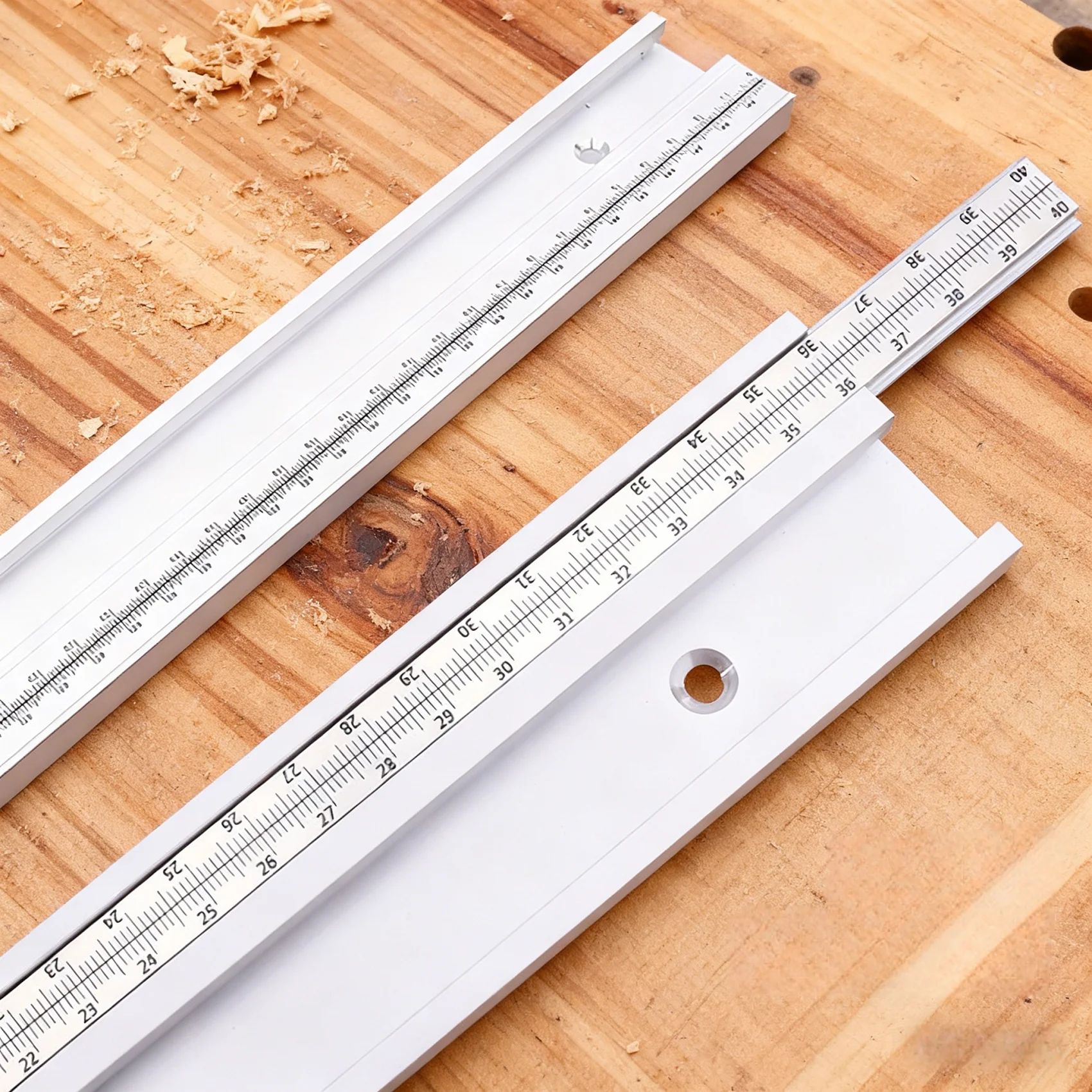 45 Type 300-500mm T-Track W/ Scale & Predrilled Mounting Hole, Double Cut Profile Router Track Table Saw Slot Fence Chute Tools