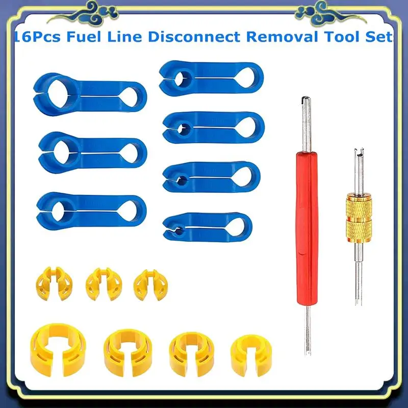AU16-16PC AC Fuel Line Disconnect Removal Tool Set Quick Connector Removal Tool W/Storage Box, For 1/4 5/16 3/8 1/2 5/8 3/4 7/8