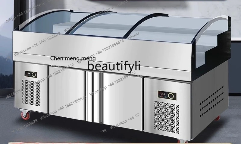 

Hot sales Ice table display cabinet burning, fresh-keeping cabinet refrigerated freezer commercial, three steps