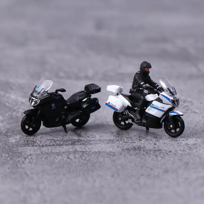 1/64 Miniature Alloy Motorcycle Model Public Security Special Police Furniture For Display Kid Birthday Gift