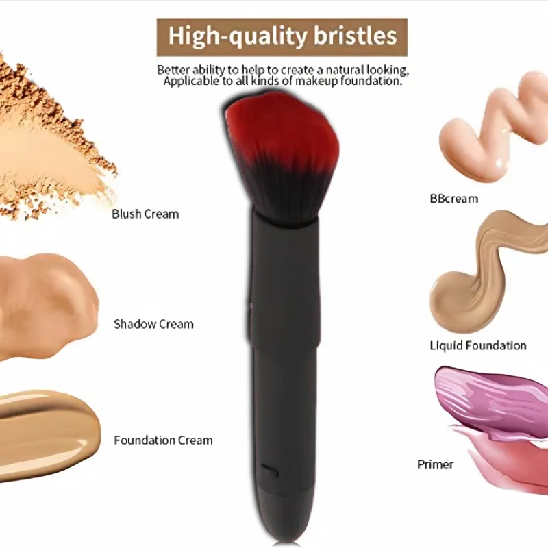 Brocha de maquillaje eléctrica, 10 engranajes, recargable, multifuncional, colorete, cepillo facial, cómoda y suave para maquillaje de viaje en casa