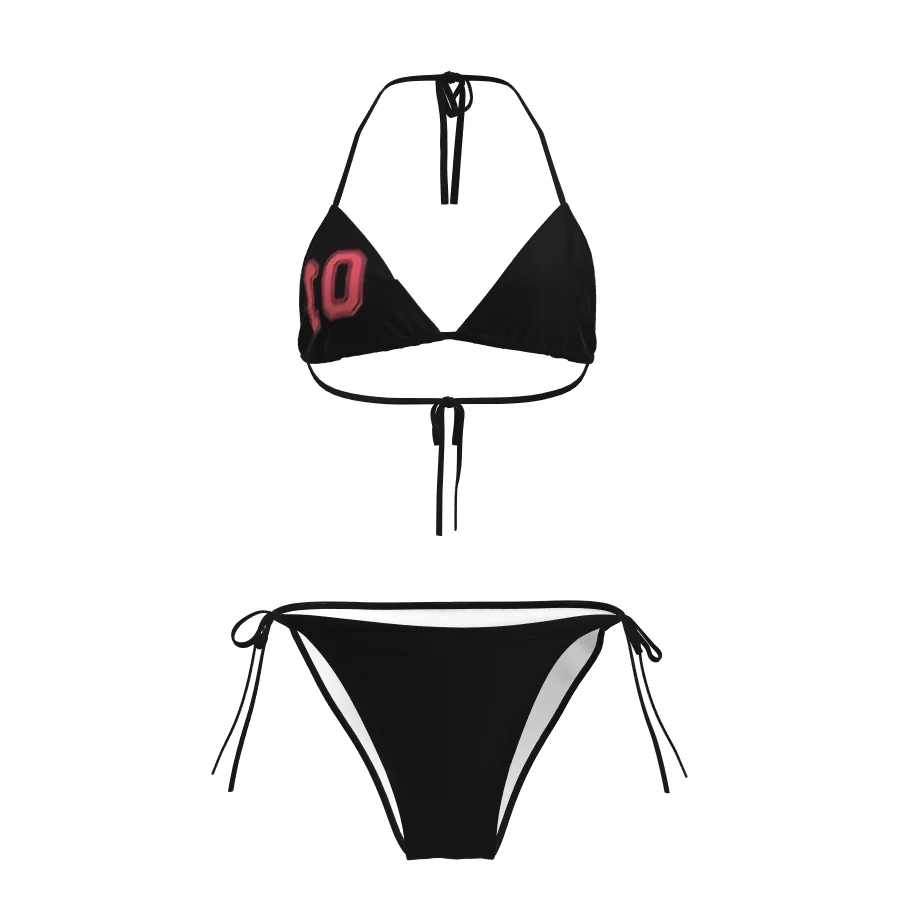Y2K Digital Print Bikini Set Strapless Two-Piece Swimsuit Beachwear Female High Aesthetic Value Black Color Sports Fitness