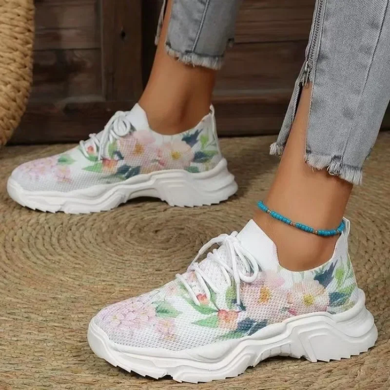 2024 Fashion Sneakers Women  Advanced Design Printed Breathable Lightweight Running Shoes Tennis Shoes Sports Casual Summer