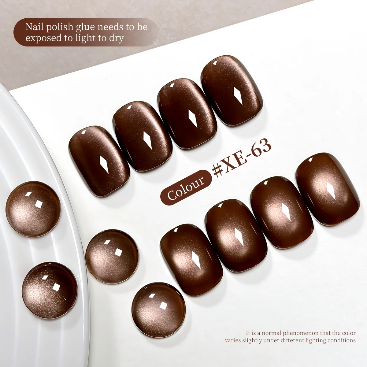 モカブラウンキャットアイパウダーボトル No. 63 超明るいブラウンキャットアイネイルジェルファッション LED サロンキャットアイジェルブリリアントキャットアイ