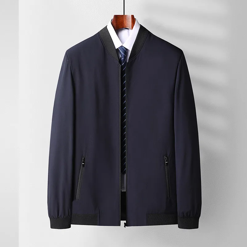 

Повседневная куртка с бейсбольным воротником для мужчин среднего возраста и лет, весна-осень, новый свободный крой из полиэфирного волокна против морщин