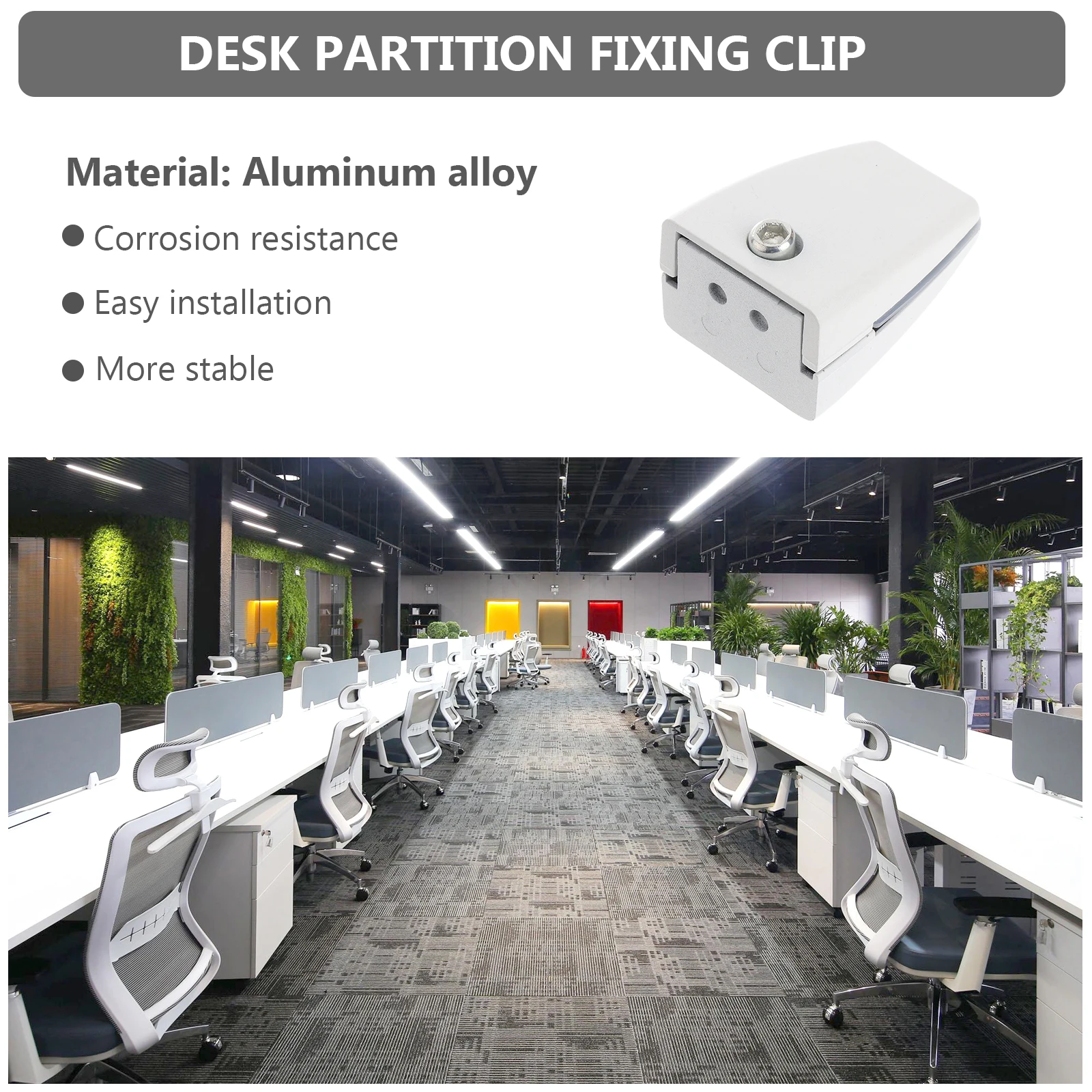 

Aluminum Alloy Desk Partition Clamps White Simple Design for Office Meeting Rooms Training Spaces Chamber Strong
