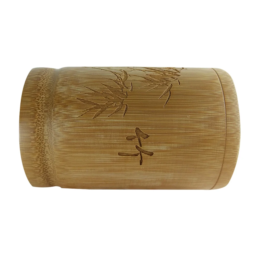 

1Pcs Bamboo Pen Holder with Carved Design Multi-Functional Desk Organizer for Pens Pencils Brushes Gel Pens Writing Tools