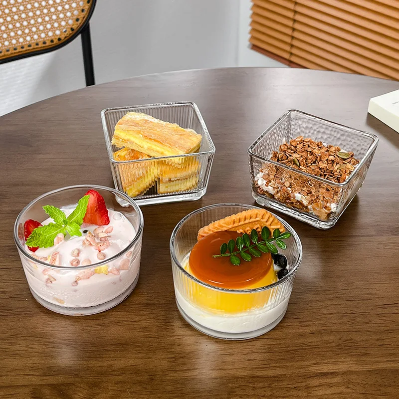 Exquisite Perle Rand Glas Schüssel Kreative Haferflocken Joghurt Schüssel Frühstück Obst Salat Schüssel Glas Besteck Küche Liefert