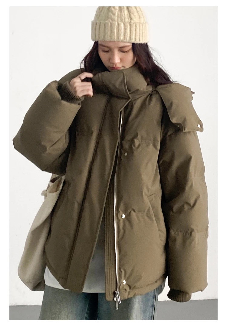 CHIC VEN Women Down Coat Solid Warm Down Jacket New 90 White Duck Down Windproof Hooded Female Overcoat Winter 2023