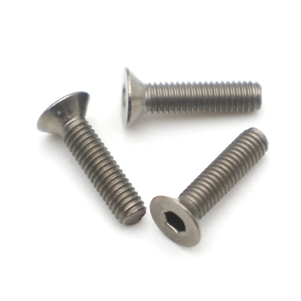 TA2 Pure Titanium Flat Head Hex Socket Cap Screws M2 M2.5 M3 M4 M5 M6 M8 M10, Lightweight Rustproof Heavy Duty Bolts 2/5/10pcs