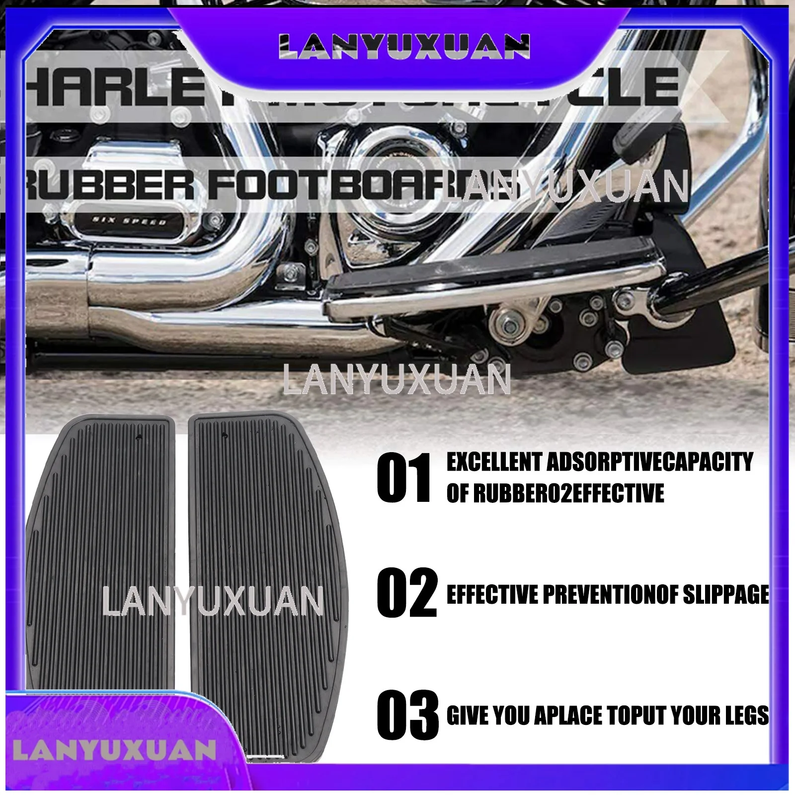 2026 Motorcycle Modification Accessories for Harley Big Pedals Rubber Front Foot Pedals Foot Nails Pedal Pads