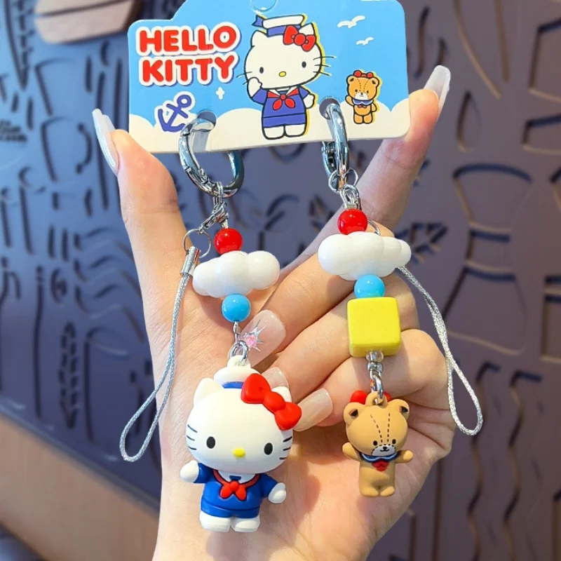 Authentic Product with Tag Sailor Uniform Hello Kitty Pvc A Pair Bead Keychain Camera Earphone Case Hang Ornaments Holiday Gifts