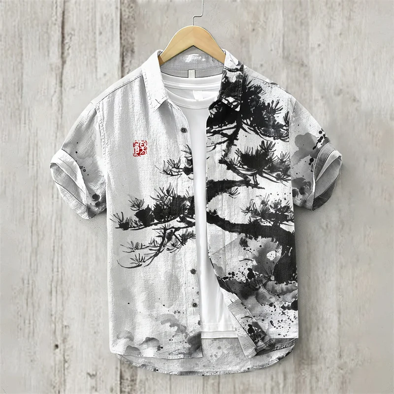 2024 New Men's Short Sleeve Shirt Animal Cat 3D Printed Men's Hawaiian Lapel Top Large Size Casual Comfortable Men's Shirt 5XL