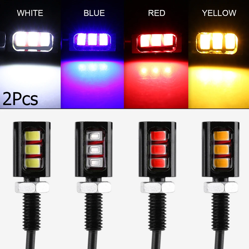 

2x 12V 3LED Universal Car Motorcycle License Number Plate Screw Bolt Light Lamp