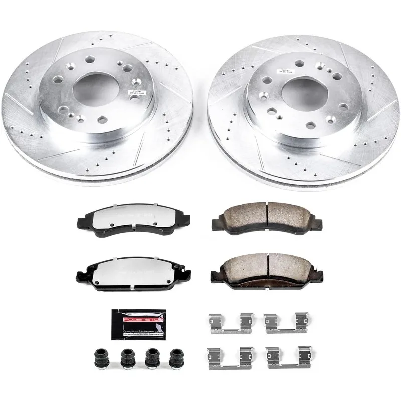 Front Truck & Tow Drilled and Slotted Rotors and Z36 Carbon-Fiber Ceramic Brake Pads Brake Kit For Cadillac Escalade