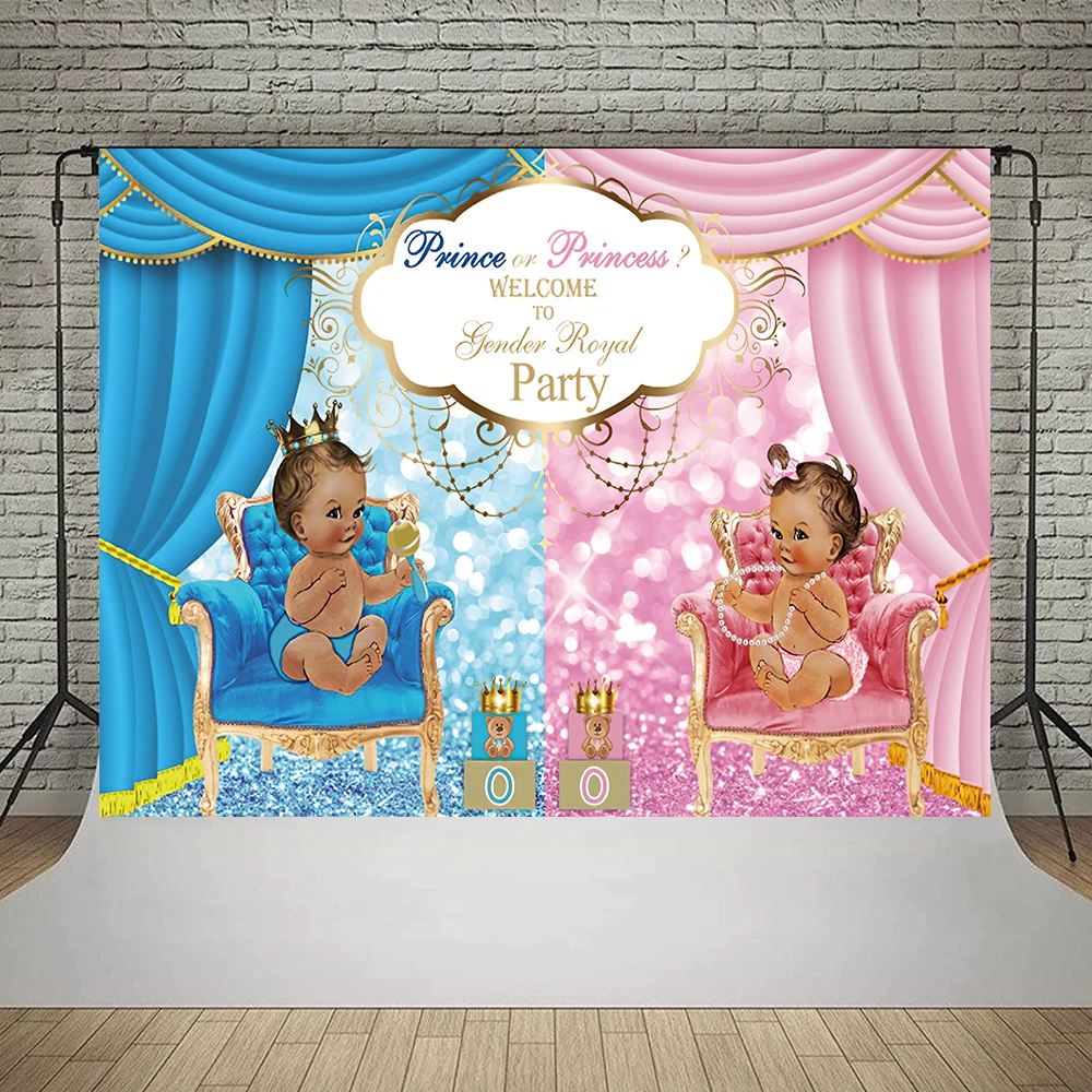 Bonvvie Baby Shower Background Balloon Gender Reveal Family Party Newborn Boy Or Girl Poster Photography Backdrop Photo Studio