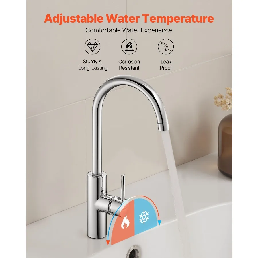 Touchless Kitchen Bar Sink Faucet, Single Handle Automatic Motion Sensor Bathroom Faucet, Hands-Free Adjustable Cold Hot Water