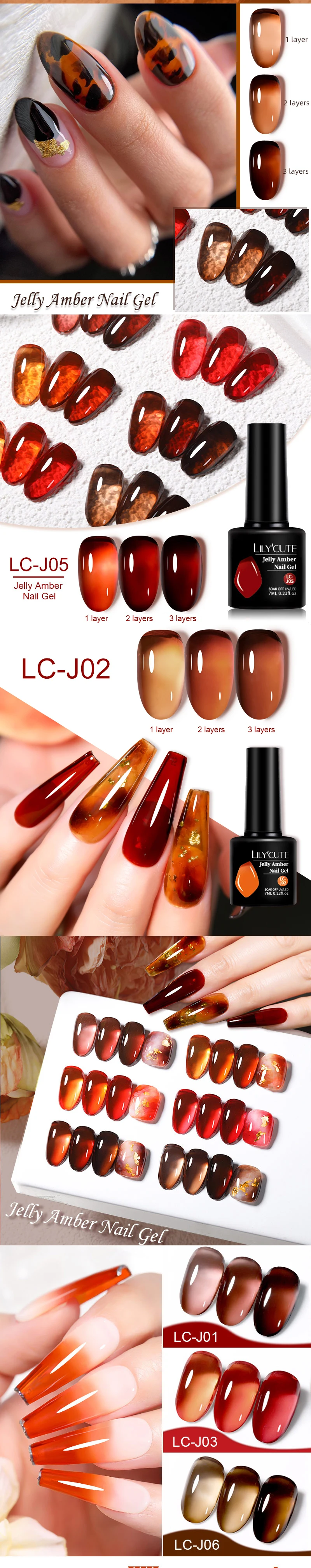 LILYCUTE 7ML Jelly Amber Gel Nagellack Nail Art Dark Bloom Leopard Muster Nagel Gel Semi Permanent UV Gel polnische Lacke – Detail 2