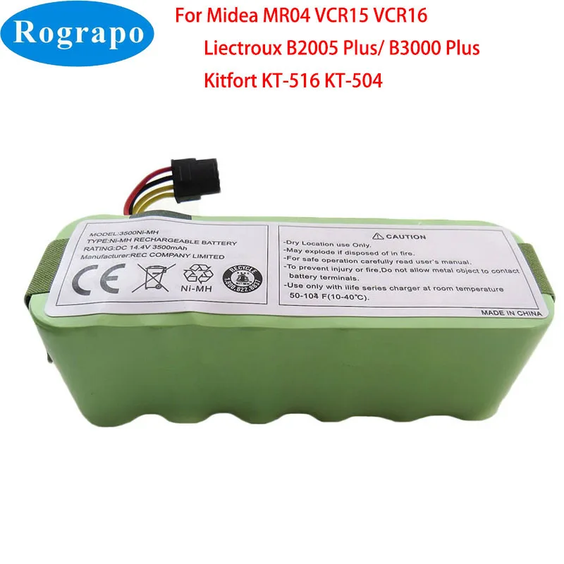 New 14.4V 3500mAh Ni-MH Battery For Kitfort KT-516 KT-504 Midea MR04 VCR15 VCR16, For Liectroux B2005 Plus, B3000 Plus Robotic