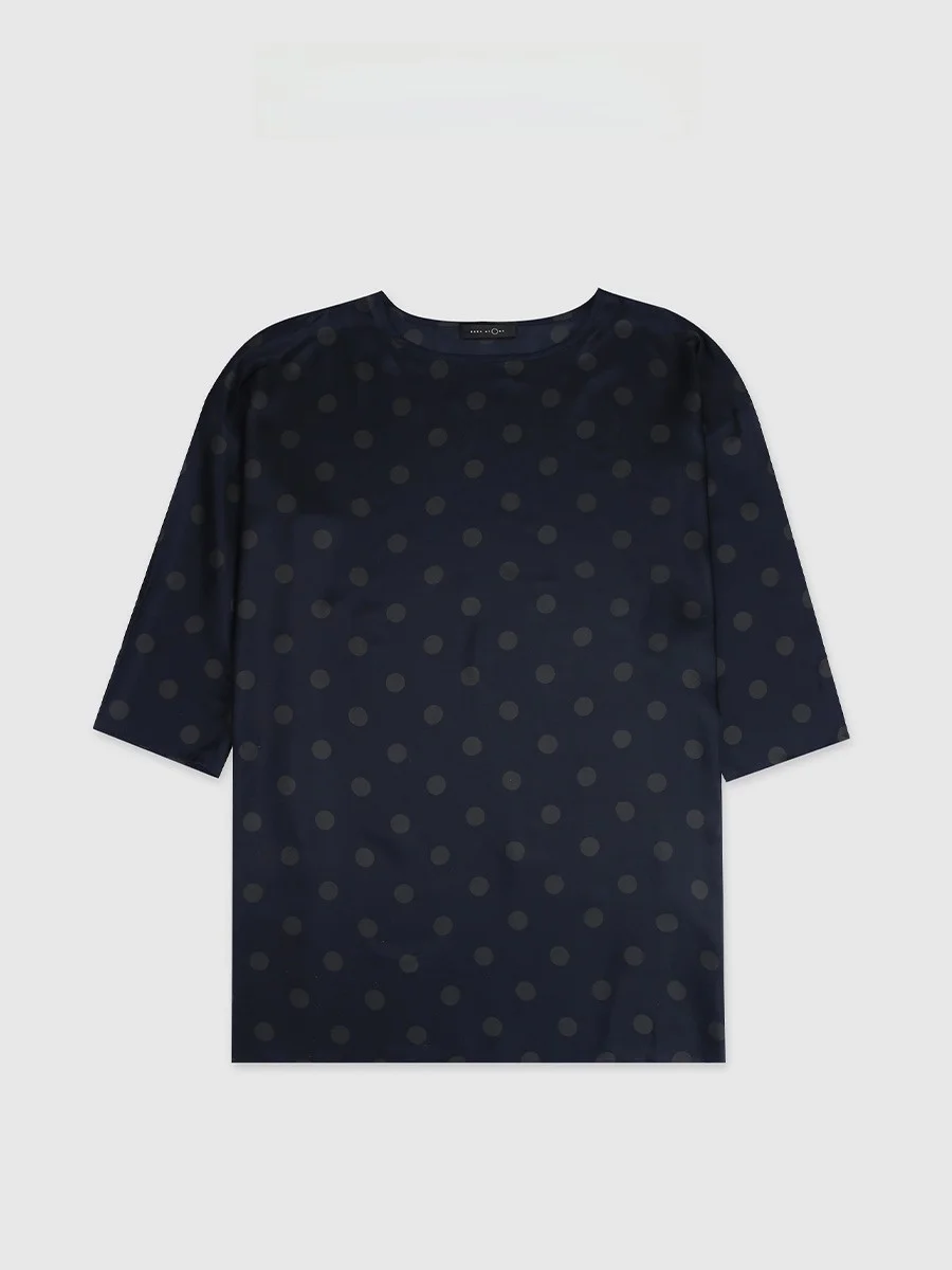 

Ele Smooth Polka Dot Dr Baatone Silk Spring Casual round Ne Long Sve irt Dr for Ladies