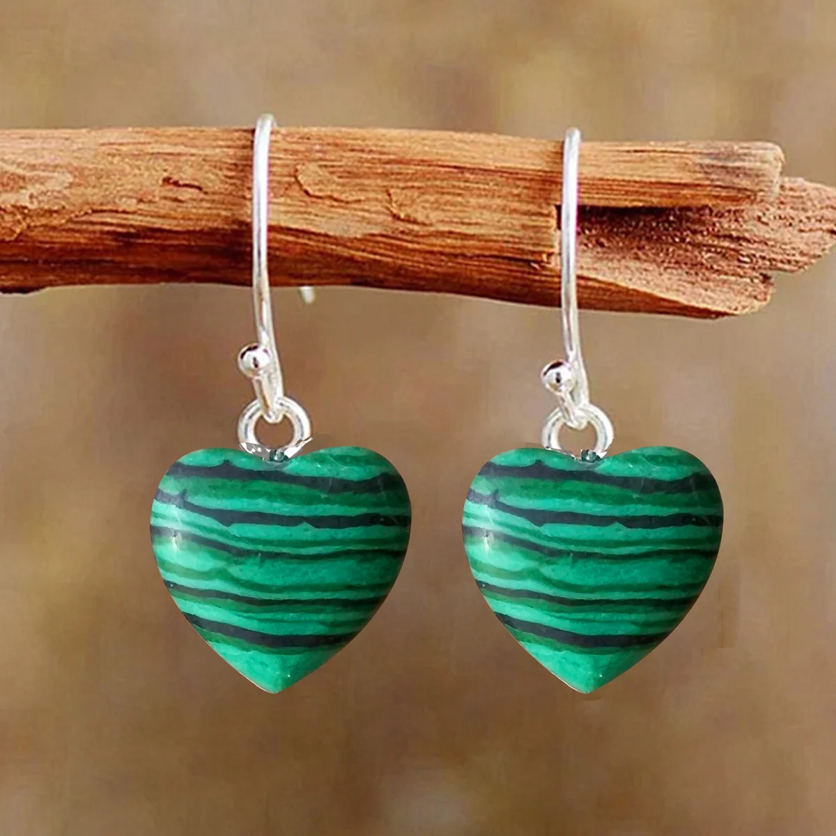 1 Pair of Stylish and Elegant Heart-shaped Natural Stone Ear Hook Earrings, Bridal Jewelry Accessories, Women's Anniversary Holiday Gifts, Christmas Gifts, Must-have Jewelry for Girls