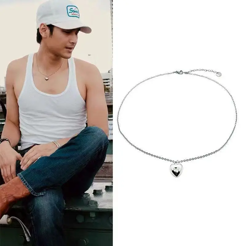 

Thai Drama KinnPorsche The Series Apo Same Paragraph Heart Pendant Necklace Necklace Non-Fading Clavicle Chain Jewellery Gifts