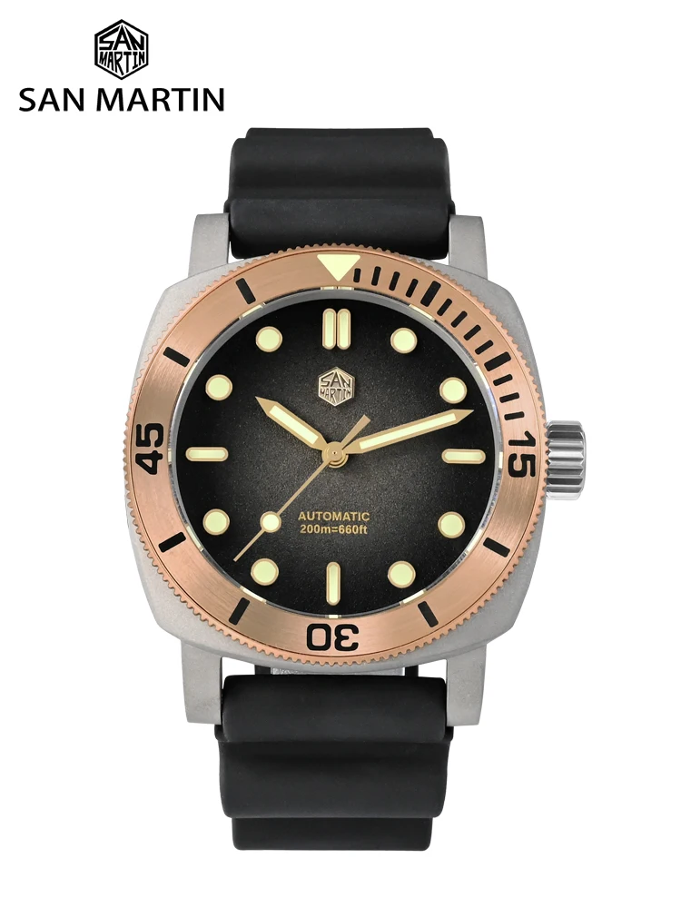 San Martin-Reloj de buceo de titanio para hombre, Vintage NH35 cronógrafo clásico, automático, mecánico, luminoso, 20 Bar, SN0125T, 42mm, nuevo