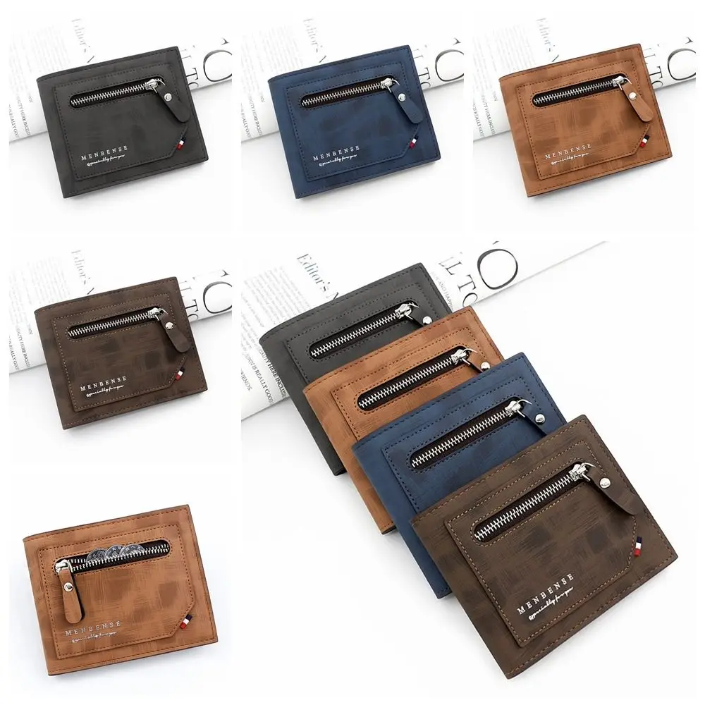 

Vintage Letter Men's PU Leather Wallets Three Fold Short Coin Purse Korean Style Card Holder Money Clip Bank Card Storage Bag