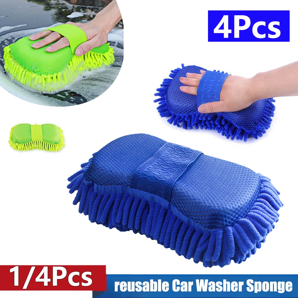 1/4pcs Mikro faser Auto waschanlage Schwamm bürste Reinigung Auto pflege Detail lierung Bürsten Wasch handtuch Auto handschuhe Styling Zubehör