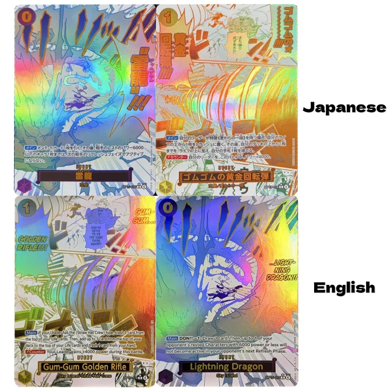 Tarjeta Coleccionable One Piece Lightning Dragon Gum-Gum Golden Rifle en Inglés/Japonés, Tarjeta de Juego de Anime Sky Island OP15-116 OP15-077, Juguete de Regalo