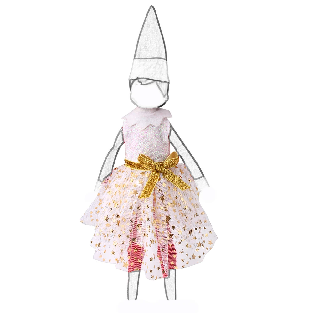 Cute Red Boy Elf Doll 4 Styles Colorful Gradient Butterfly Dress Christma Gifts Toy Accessories 37 cm Elf Dolls Clothes Dresses