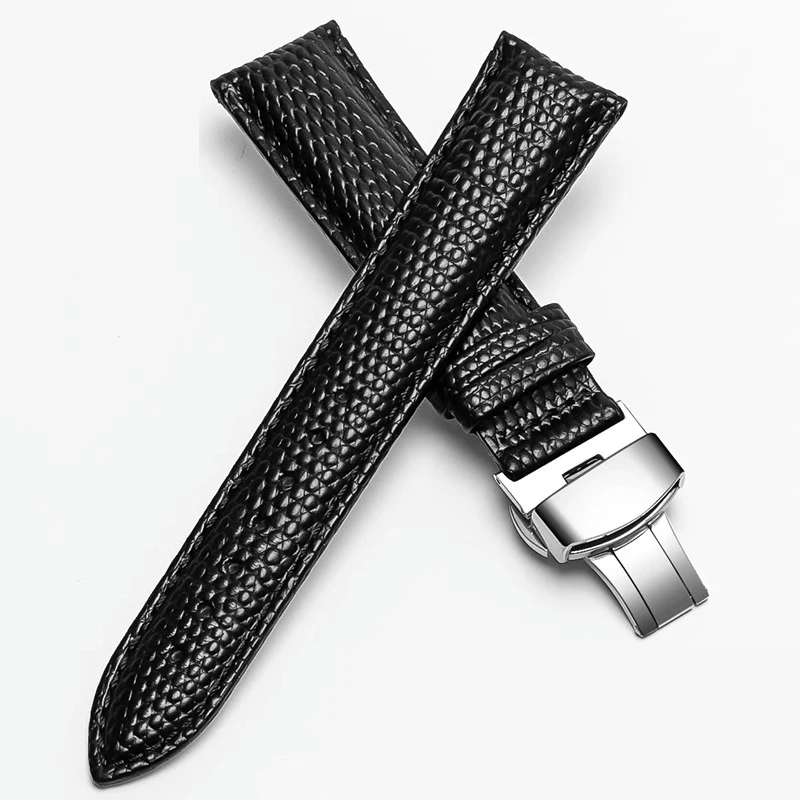 Lizard texture Leather Watch Strap12mm 14mm 16mm 18mm 20mm  Watchband For Men's Watch Accessories Solid Buckle black brown red