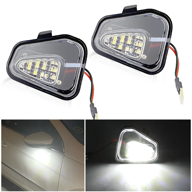 2PCS For VW Passat B7 CC Scirocco Jetta MK6 EOS Beetle R LED Side Rearview Mirror Floor Ground Lamp Puddle Welcome Light