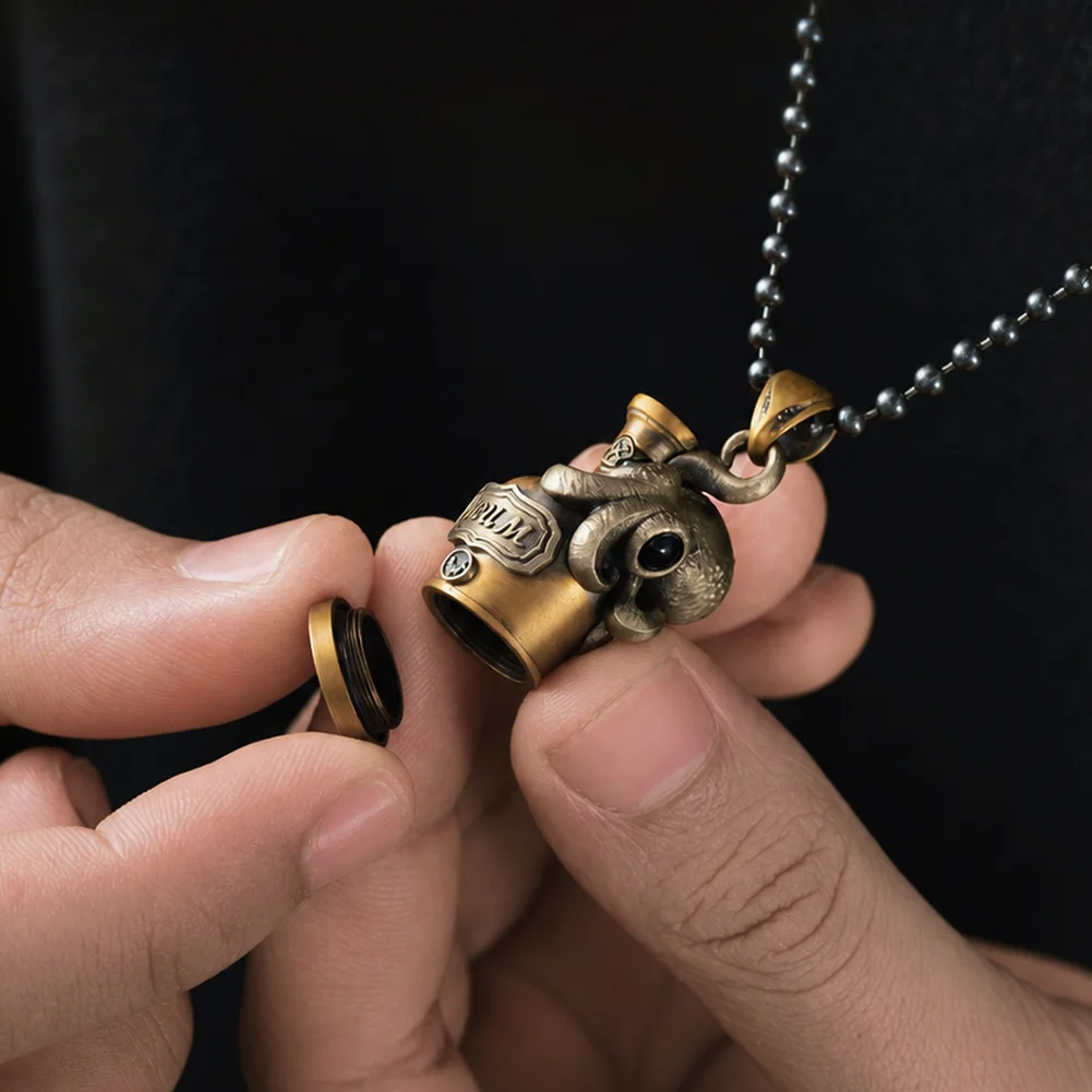 COPPERTIST.WU Octopus Capsule Pendant Necklace for Men Women,Pet Ashes Urn Holder Keepsakes Jewelry